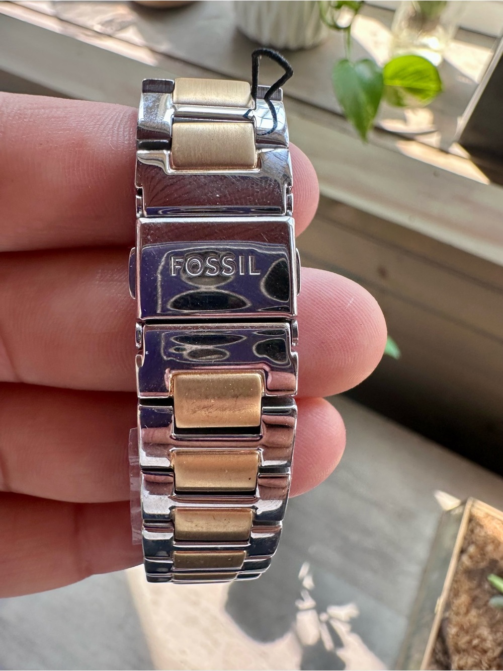 Ladies Fossil Two-Tone Silver and Gold Bracelet Watch with Green Dial - Picture 4 of 5